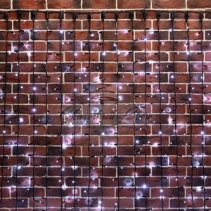 Гирлянда «Светодиодный Дождь» 2х6м,  постоянное свечение,  черный провод «КАУЧУК»,  230 В,  диоды БЕЛЫЕ