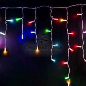 Гирлянда Айсикл (бахрома) светодиодный, 4,8 х 0,6 м, прозрачный провод, 230 В, диоды RGB, 176 LED NEON-NIGHT