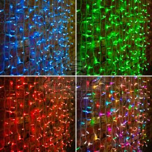 Гирлянда «Светодиодный дождь» 2х3 м,  прозрачный провод,  230 В,  диоды RGB,  600 LED-свечение с динамикой при приобретении контроллера 245-907