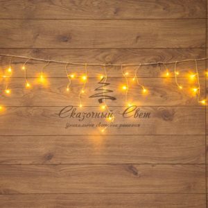 Гирлянда Айсикл (бахрома) светодиодная,  1,8 х 0,5 м,  прозрачный провод,  230 В,  диоды ТЕПЛЫЙ БЕЛЫЙ