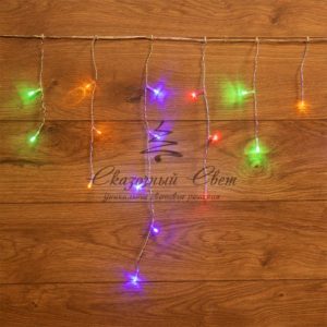 Гирлянда Айсикл (бахрома) светодиодный,  1,8 х 0,5 м,  прозрачный провод,  230 В,  диоды МУЛЬТИКОЛОР