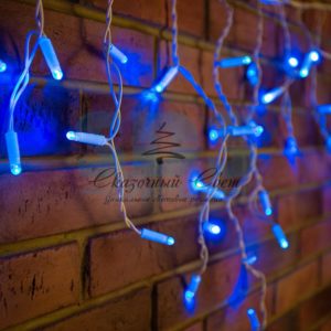 Гирлянда Айсикл (бахрома) светодиодный,  1,8 х 0,5 м,  белый провод,  230 В,  диоды синие,  48 LED