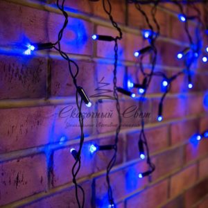 Гирлянда Айсикл (бахрома) светодиодный,  2,4 х 0,6 м,  черный провод,  230 В,  диоды синие,  88 LED NEON-NIGHT
