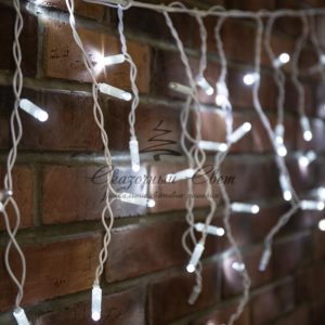 Гирлянда Айсикл (бахрома) светодиодный,  2,4х0,6м,  эффект мерцания,  белый провод,  230 В,  диоды БЕЛЫЕ,  88 LED NEON-NIGHT