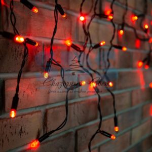 Гирлянда Айсикл (бахрома) светодиодный, 4,8 х 0,6 м, черный провод, 230 В, диоды красные, 176 LED NEON-NIGHT