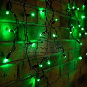 Гирлянда Айсикл (бахрома) светодиодный, 4,8 х 0,6 м, черный провод, 230 В, диоды зеленые, 176 LED NEON-NIGHT