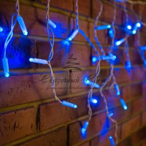 Гирлянда Айсикл (бахрома) светодиодный, 4,8 х 0,6 м, белый провод, 230 В, диоды синие, 176 LED NEON-NIGHT