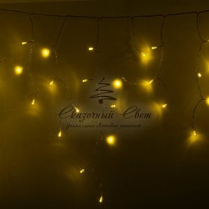 Гирлянда Айсикл (бахрома) светодиодный, 4,8 х 0,6 м, прозрачный провод, 230 В, диоды желтые, 176 LED NEON-NIGHT