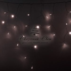 Гирлянда Айсикл (бахрома) светодиодный, 4,8 х 0,6 м, прозрачный провод, диоды ТЕПЛЫЙ БЕЛЫЙ, 176 LED