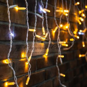 Гирлянда «Айсикл» 4,8х0,6 м,  с эффектом мерцания,  белый ПВХ,  176LED,  цвет: Жёлтый,  230В