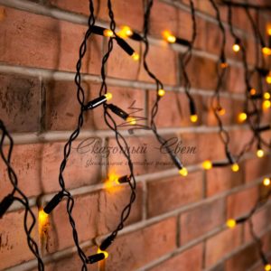 Гирлянда светодиодная «Айсикл» («Бахрома») 4,8х0,6 м,  эффект мерцания,  черный провод,  230 В,  диоды теплый белый,  176 LED NEON-NIGHT