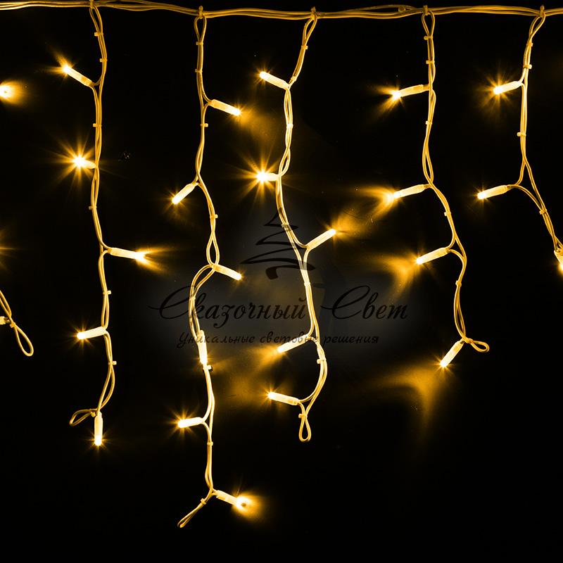 Гирлянда Айсикл (бахрома) светодиодный, 4,0 х 0,6 м, белый провод "КАУЧУК", 230 В, диоды желтые, 128 LED