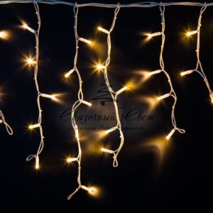 Гирлянда Айсикл (бахрома) светодиодный, 4,0 х 0,6 м, белый провод «КАУЧУК», 230 В, диоды ТЕПЛЫЙ БЕЛЫЙ, 128 LED