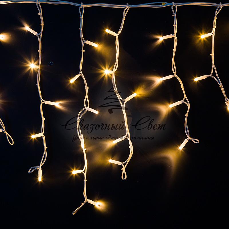 Гирлянда Айсикл (бахрома) светодиодный, 4,0 х 0,6 м, белый провод "КАУЧУК", 230 В, диоды ТЕПЛЫЙ БЕЛЫЙ, 128 LED