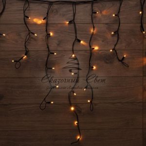 Гирлянда «Айсикл» («Бахрома») светодиодная 3,2х0,9 м,  120 LED,  черный провод каучук,  теплое белое свечение NEON-NIGHT