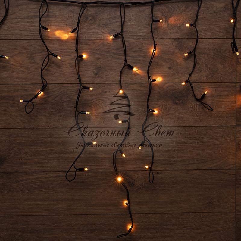 Гирлянда «Айсикл» («Бахрома») светодиодная 3,2х0,9 м, 120 LED, черный провод каучук, теплое белое свечение NEON-NIGHT