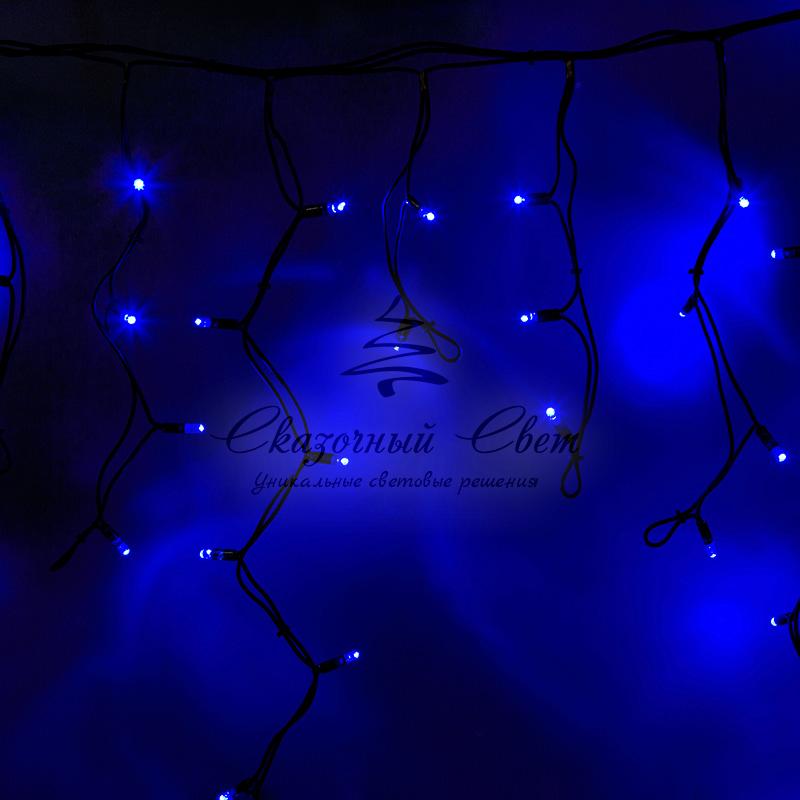 Гирлянда Айсикл (бахрома) светодиодный, 4,0 х 0,6 м, черный провод "КАУЧУК", 230 В, диоды синие, 128 LED NEON-NIGHT