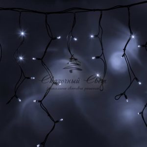 Гирлянда Айсикл (бахрома) светодиодный, 4,0 х 0,6 м, черный провод «КАУЧУК», 230 В, диоды белые, 128 LED NEON-NIGHT