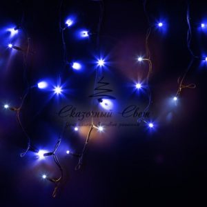 Гирлянда Айсикл (бахрома) светодиодный, 4,0 х 0,6 м, с эффектом мерцания, черный провод «КАУЧУК», 230 В, диоды синие, NEON-NIGHT
