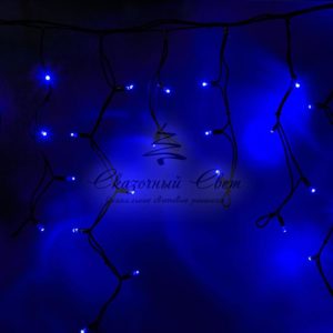 Гирлянда Айсикл (бахрома) светодиодный, 5,6 х 0,9 м, черный провод «КАУЧУК», 230 В, диоды синие, 240 LED NEON-NIGHT