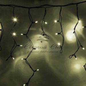 Гирлянда Айсикл (бахрома) светодиодный, 5,6 х 0,9 м, с эффектом мерцания, черный провод «КАУЧУК», 230 В, диоды ТЕПЛЫЙ БЕЛЫЙ, 240 LED NEON-NIGHT