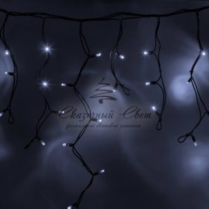 Гирлянда Айсикл (бахрома) светодиодный, 3,2 х 0,6 м, черный провод «КАУЧУК», 230 В, диоды белые, 88 LED NEON-NIGHT