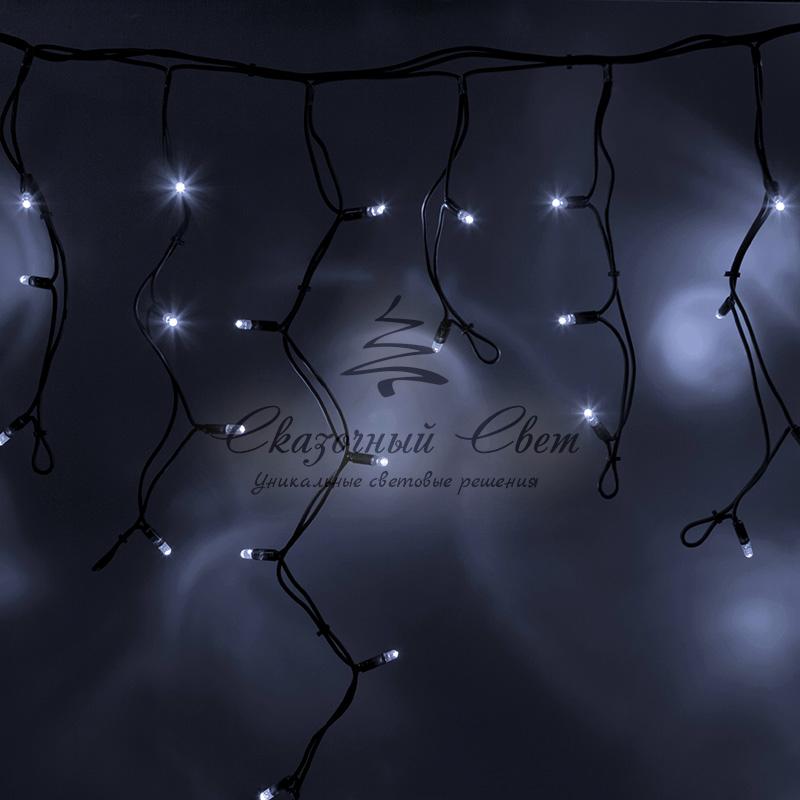 Гирлянда Айсикл (бахрома) светодиодный, 3,2 х 0,6 м, черный провод "КАУЧУК", 230 В, диоды белые, 88 LED NEON-NIGHT