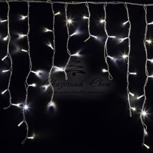 Гирлянда Айсикл (бахрома) светодиодный, 5,6 х 0,9 м, белый провод «КАУЧУК», 230 В, диоды белые, 240 LED NEON-NIGHT