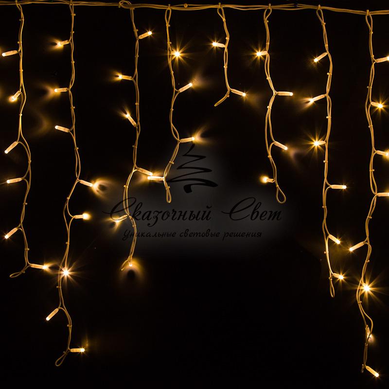 Гирлянда Айсикл (бахрома) светодиодный, 5,6 х 0,9 м, белый провод "КАУЧУК", 230 В, диоды ТЕПЛЫЙ БЕЛЫЙ, 240 LED NEON-NIGHT