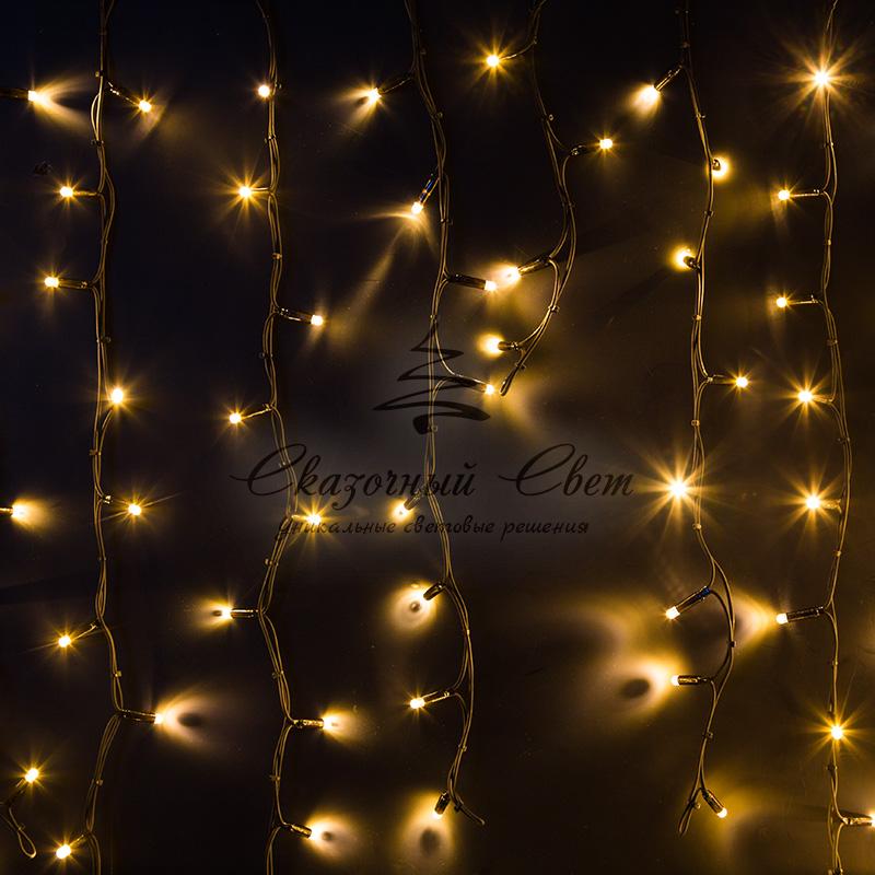 Гирлянда Айсикл (бахрома) светодиодный, 6,0 х 1,5 м, черный провод "КАУЧУК", 230 В, диоды ТЕПЛЫЙ БЕЛЫЙ, 480 LED NEON-NIGHT