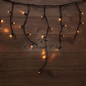 Гирлянда «Айсикл» («Бахрома») светодиодная 5х0,7 м,  с эффектом мерцания,  152 LED,  черный провод каучук,  теплое белое свечение NEON-NIGHT