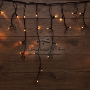 Гирлянда «Айсикл» («Бахрома») светодиодная 3,2х0,6 м,  с эффектом мерцания,  88 LED,  черный провод каучук,  теплое белое свечение NEON-NIGHT