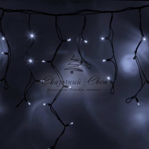 Гирлянда Айсикл (бахрома) светодиодный, 5,6 х 0,9 м, черный провод «КАУЧУК», 24В, диоды белые, 240 LED NEON-NIGHT