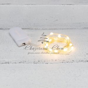 Гирлянда «Роса» с крупными каплями 2 м,  20 LED,  теплое белое свечение,  2хCR2032 в комплекте NEON-NIGHT