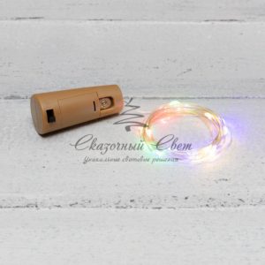 Гирлянда «Роса» с пробкой 2 м,  20 LED,  цвет свечения мультиколор,  3хLR44 в комплекте NEON-NIGHT