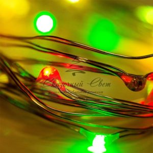 Гирлянда «Роса» 2 м,  20 LED,  цвет свечения мультиколор,  тонкий батарейный блок NEON-NIGHT