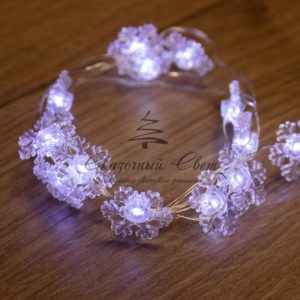 Гирлянда «Снежинки»,  2м,  20 диодов,  цвет белый