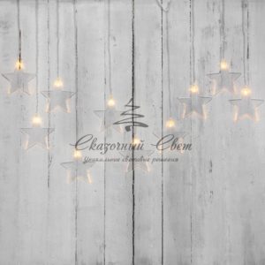 Гирлянда светодиодная «Звезды» 1,5х0,6 м,  прозрачный провод,  теплый белый свет свечения NEON-NIGHT