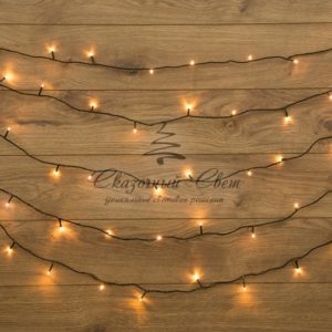 Гирлянда «Твинкл Лайт» 10 м, темно-зеленый ПВХ, 80 LED, цвет ТЕПЛЫЙ БЕЛЫЙ