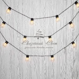 Лофт-гирлянда светодиодная 5 м,  черный ПВХ,  20 LED,  теплое белое свечение NEON-NIGHT