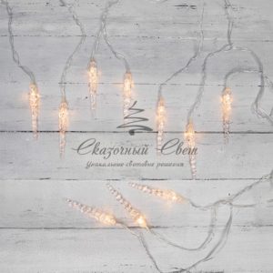 Гирлянда «Сосульки» 1,5х0,25 м,  прозрачный провод,  теплый белый цвет свечения NEON-NIGHT