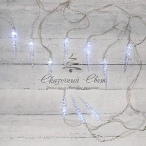 Гирлянда «Сосульки» 1,5х0,25 м,  прозрачный провод,  белый цвет свечения NEON-NIGHT