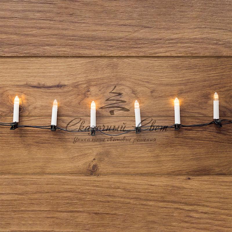 Гирлянда "Свечи" 4м, темно-зеленый ПВХ, 20 LED ТЕПЛЫЙ БЕЛЫЙ