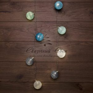 Тайские фонарики «Северное сияние» 3,5 м,  прозрачный ПВХ,  20 LED,  теплый белый,  питание 2 х АА (батарейки не в комплекте)