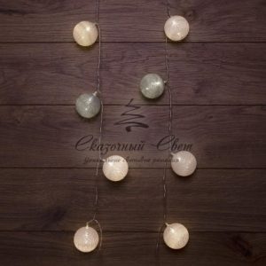 Тайские фонарики «Вельвет» 3,5 м,  прозрачный ПВХ,  20 LED,  теплый белый,  питание 2 х АА (батарейки не в комплекте)