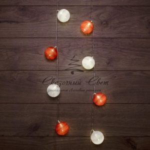 Тайские фонарики «Магия» 3,5 м,  прозрачный ПВХ,  20 LED,  теплый белый,  питание 2 х АА (батарейки не в комплекте)