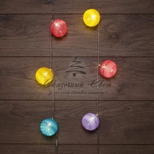 Тайские фонарики «Фейерверк» 1,5 м,  прозрачный ПВХ,  10 LED,  теплый белый,  питание 2 х АА (батарейки не в комплекте)