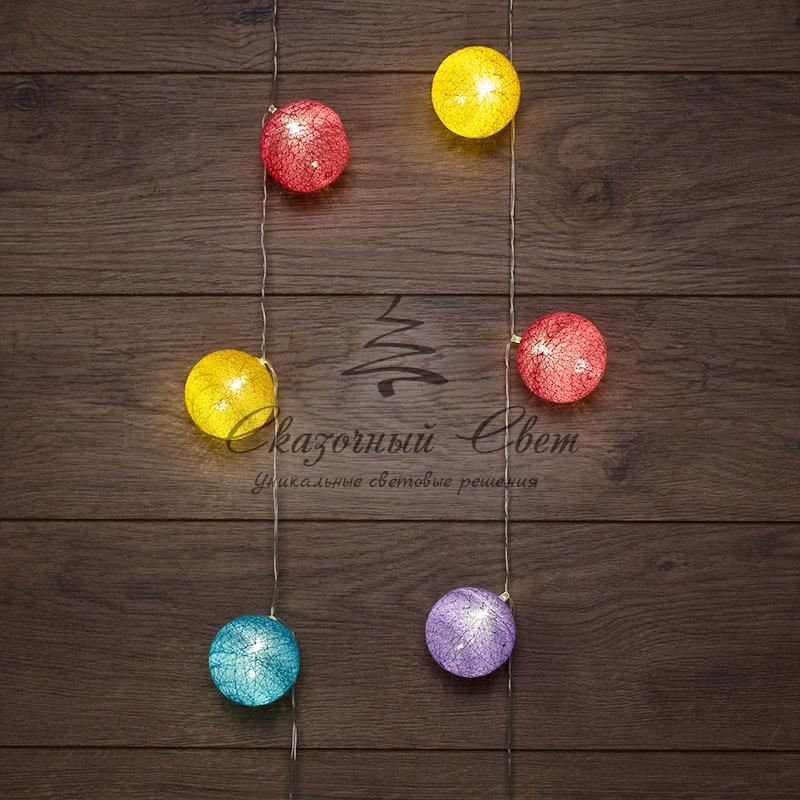 Тайские фонарики «Фейерверк» 1,5 м, прозрачный ПВХ, 10 LED, теплый белый, питание 2 х АА (батарейки не в комплекте)