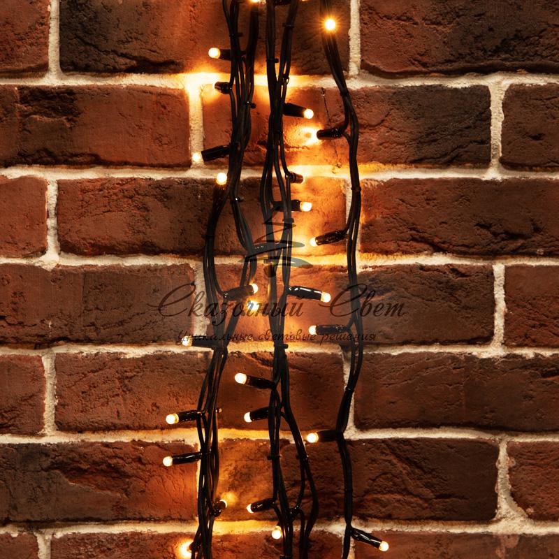 Гирлянда "Твинкл Лайт" 20 м, черный КАУЧУК, 240 диодов, цвет ТЕПЛЫЙ БЕЛЫЙ