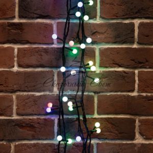 Гирлянда «Мультишарики» Ø13 мм,  20 м,  черный ПВХ,  200 диодов,  цвет RGB